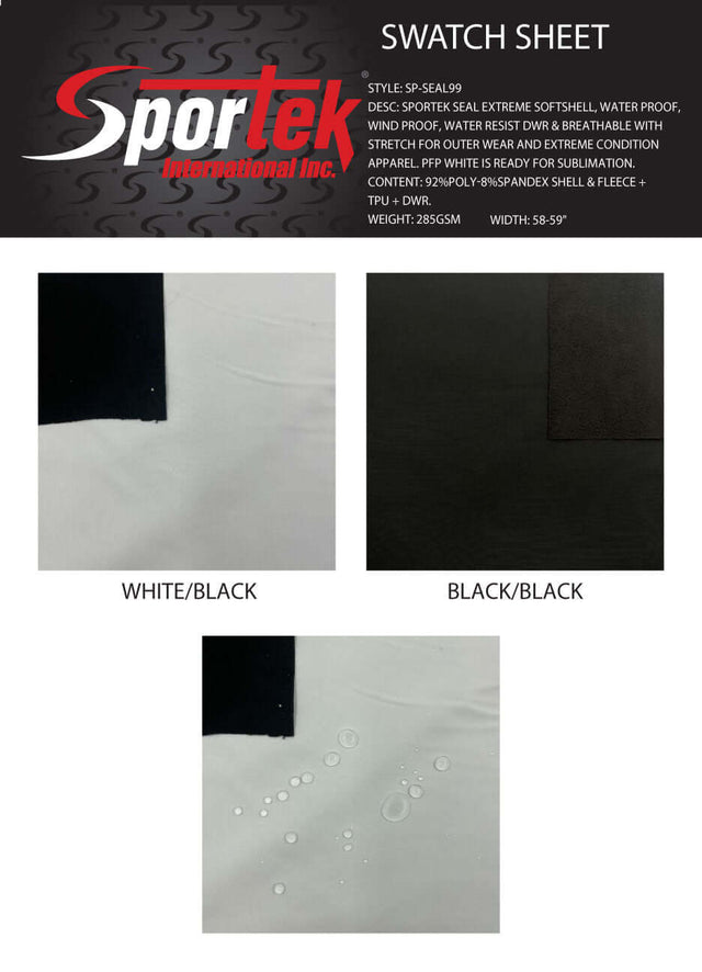 SP - SEAL99 Sportek seal extreme softshell, waterproof, windproof, water resist DWR, and Breathable with stretch - Sportek International Inc.