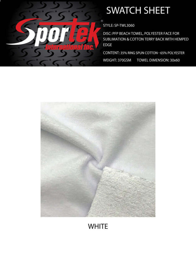 SP - TWL3060* | PFP Beach Towel | Polyester Face for Sublimation - Sportek International Inc.