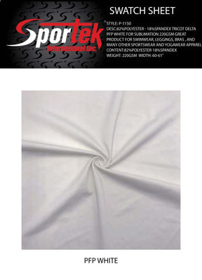 P - 1150 Sportek Poly - Spandex Tricot PFP White for sublimation 220GSM - Sportek International Inc.