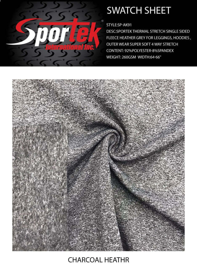 SP - AK91 Sportek Thermal Stretch Single sided fleece heather grey - Sportek International Inc.