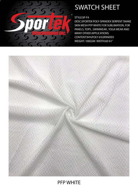 SP - F4 Sportek Poly - spandex serpent snake skin mesh PFP whiter for sublimation - Sportek International Inc.