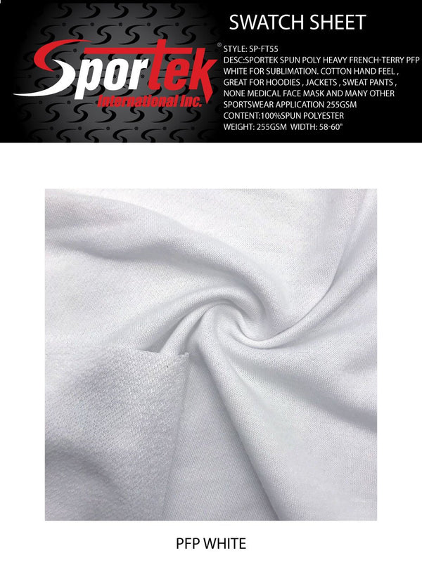 SP-FT55 Sportek Spun Poly Heavy French-Terry PFP White for Sublimation