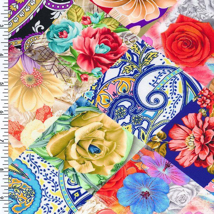 SP - NP2646 Floral Mosaic Nylon Spandex Digitally Wet Print - Sportek International Inc.