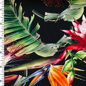 SP - NP2687 Tropical Roses - Black Green Orange Purple | Nylon Spandex Digitally Wet print - Sportek International Inc.