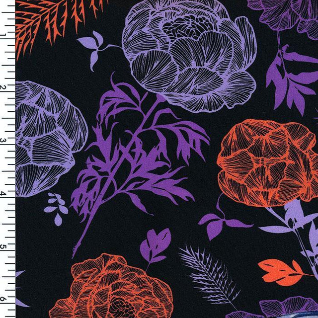 SP - NP2669 Lovely Night Garden - Black Blue Red| Nylon Spandex Digitally Wet Print - Sportek International Inc.