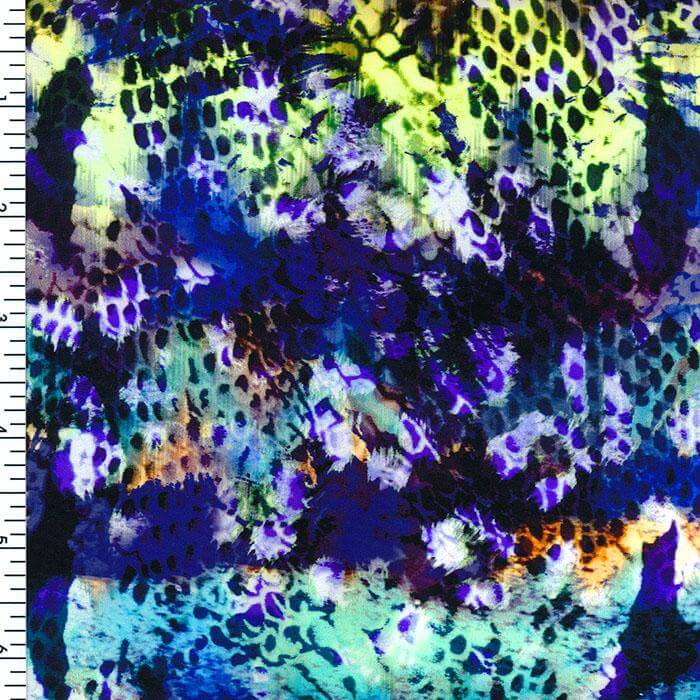 SP - NP2670 Colorful Snake Skin - Blue Black Orange Yellow | Nylon Spandex Digitally Wet Print - Sportek International Inc.