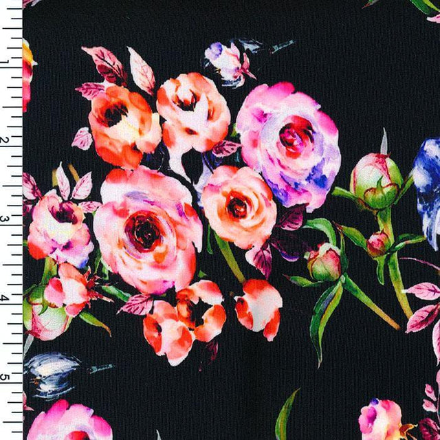 SP - NP2674 Happy Birthday Floral - Black Red Green Blue | Nylon Spandex Digitally Wet Print - Sportek International Inc.