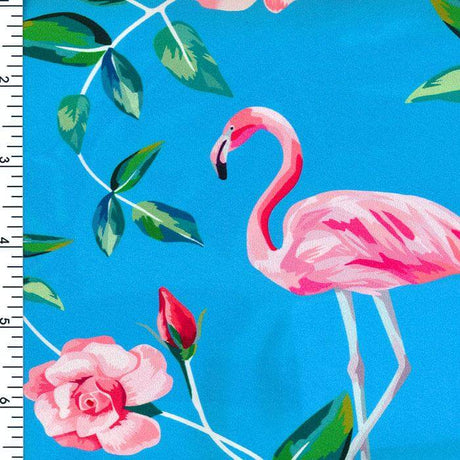 SP - NP2677 Flamingo & Rose - Blue Pink Green | Nylon Spandex Digitally Wet Print - Sportek International Inc.