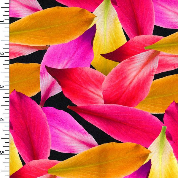 SP-NP2679 Love & Leaf - Fuchsia Orange Black | Nylon Spandex Digitally Wet Print