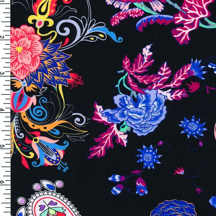 SP - NP2682 Magic Garden - Black Red blue Pink Nylon Spandex Digitally Wet Print - Sportek International Inc.